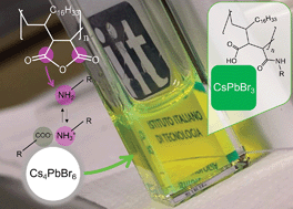 Graphical abstract: Transforming colloidal Cs4PbBr6 nanocrystals with poly(maleic anhydride-alt-1-octadecene) into stable CsPbBr3 perovskite emitters through intermediate heterostructures