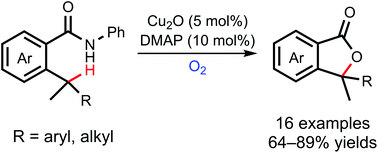 Graphical abstract: Copper-catalyzed aerobic benzylic C(sp3)–H lactonization of 2-alkylbenzamides via N-centered radicals