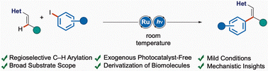 Graphical abstract: Photo-induced ruthenium-catalyzed alkene C–H-arylation at room temperature