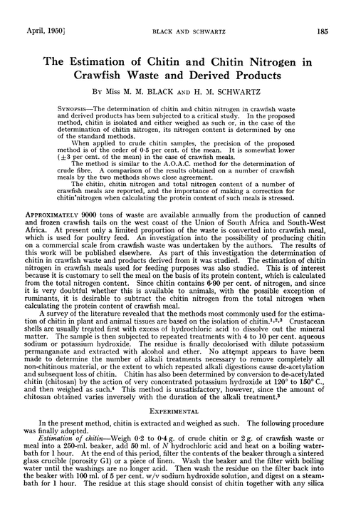 The estimation of chitin and chitin nitrogen in crawfish waste and derived products