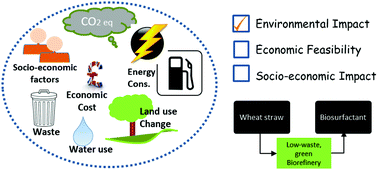 Graphical abstract: Environmental impact assessment of wheat straw based alkyl polyglucosides produced using novel chemical approaches