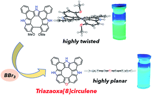 Graphical abstract: Facile synthesis of fluorescent hetero[8]circulene analogues with tunable solubilities and optical properties