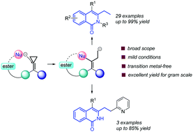 Graphical abstract: Construction of an isoquinolinone framework from carboxylic-ester-directed umpolung ring opening of methylenecyclopropanes