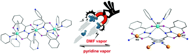 Graphical abstract: Vapor-triggered reversible crystal transformation of a nickel-based magnetic molecular switch