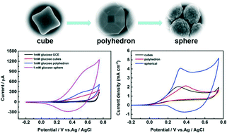 Graphical abstract: Shape-controlled Cu2O nanospheres as bifunctional catalysts boosting the oxidations of glucose and hydrazine