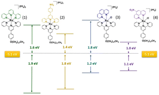 Graphical abstract: Probing the effect of nitro-substituents in the modulation of LUMO energies for directional electron transport through 4d6 ruthenium(ii)-based metallosurfactants