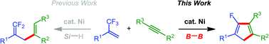 Graphical abstract: Catalytic defluorinative [3 + 2] cycloaddition of trifluoromethylalkenes with alkynes via reduction of nickel(ii) fluoride species