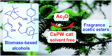 Graphical abstract: Heteropoly acid catalysts for the synthesis of fragrance compounds from bio-renewables: acetylation of nopol and terpenic alcohols