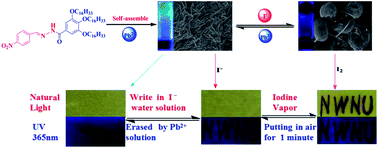 Graphical abstract: An efficient iodide ion chemosensor and a rewritable dual-channel security display material based on an ion responsive supramolecular gel