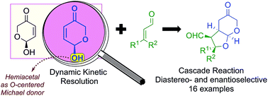 Graphical abstract: Racemic hemiacetals as oxygen-centered pronucleophiles triggering cascade 1,4-addition/Michael reaction through dynamic kinetic resolution under iminium catalysis. Development and mechanistic insights