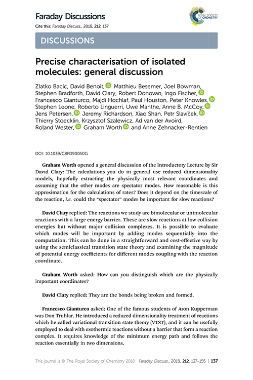 Precise characterisation of isolated molecules: general discussion