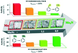 Graphical abstract: New insights into the effect of nitrogen incorporation in Mo: catalytic hydrogenation vs. hydrogenolysis