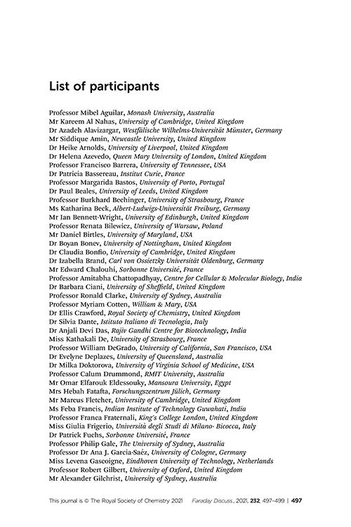 List of participants