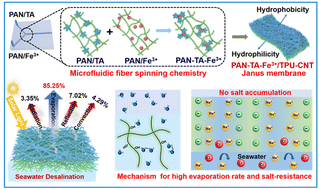 Graphical abstract: Microfluidic fiber-spinning chemistry for hydrophilic–hydrophobic Janus membranes towards efficient interfacial solar evaporation