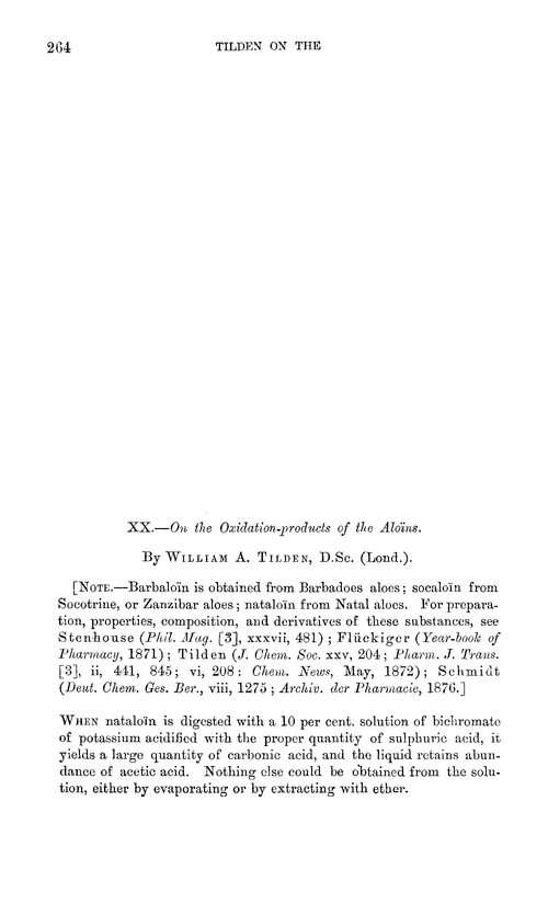 XX.—On the oxidation-products of the aloïns