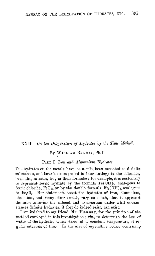 XXII.—On the dehydration of hydrates by the time method