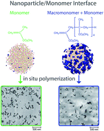 Graphical abstract: Rational design of nanoparticle/monomer interfaces: a combined computational and experimental study of in situ polymerization of silica based nanocomposites