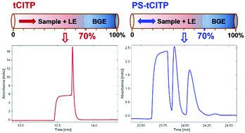 Graphical abstract: A separation voltage polarity switching method for higher sample loading capacity and better separation resolution in transient capillary isotachophoresis separation