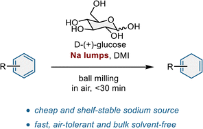 Graphical abstract: Mechanochemistry enabling highly efficient Birch reduction using sodium lumps and d-(+)-glucose