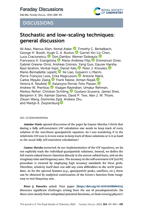 Stochastic and low-scaling techniques: general discussion