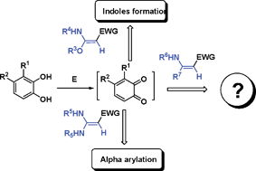 Graphical abstract: Electrochemical oxidation of catechols in the presence of enaminone: exclusive α- arylation