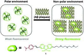 Graphical abstract: Detection of Aβ plaques in mouse brain by using a disaggregation-induced fluorescence-enhancing probe