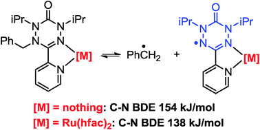 Graphical abstract: Metal coordination, and metal–ligand redox non-innocence, modulates allosteric C–N bond homolysis in an N-benzyl tetrazine
