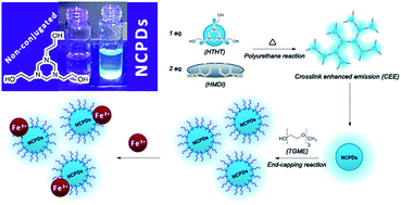 Graphical abstract: Non-conjugated polyurethane polymer dots based on crosslink enhanced emission (CEE) and application in Fe3+ sensing