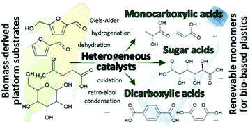 Graphical abstract: Advances in catalytic routes for the production of carboxylic acids from biomass: a step forward for sustainable polymers