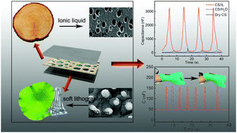 Graphical abstract: Improved dielectricity of anisotropic wood slices and bioinspired micropatterned film electrodes for highly sensitive flexible electronic sensors