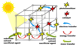 Graphical abstract: Impacts of host–guest assembly on the photophysical and photocatalytic properties of heterogenized molecular photosensitizer and catalysts