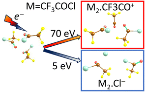 Graphical abstract: Electron-triggered processes in halogenated carboxylates: dissociation pathways in CF3COCl and its clusters