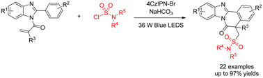 Graphical abstract: Visible-light-induced cascade radical cyclization to access sulfamoylated benzo[4,5]imidazo[2,1-a]isoquinolin-6(5H)-ones