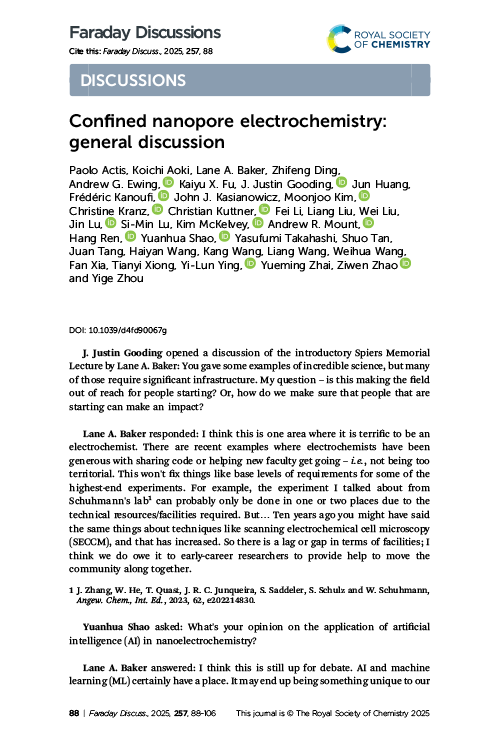 Confined nanopore electrochemistry: general discussion