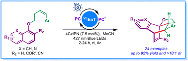 Graphical abstract: Engaging visible light-induced triplet sensitization towards intramolecular [4+2] cycloadditions of naphthalenes and quinolines