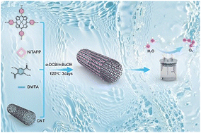 Graphical abstract: A metalloporphyrin-based covalent organic framework coated on carbon nanotubes for water oxidation
