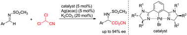Graphical abstract: Direct catalytic enantioselective Mannich-type reaction of dichloroacetonitrile using bis(imidazoline)-Pd catalysts