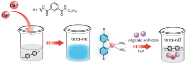 Graphical abstract: Advancing an AIE dipyridyl derivative-based self-assembly system as a robust probe with enhanced fluorescence by metal ions for sensing multiple solvents