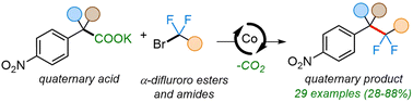 Graphical abstract: Cobalt-catalyzed decarboxylative difluoroalkylation of nitrophenylacetic acid salts
