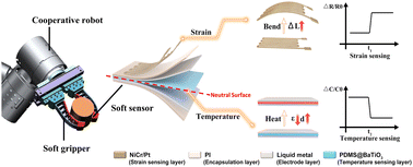 Graphical abstract: A flexible dual-mode sensor with decoupled strain and temperature sensing for smart robots