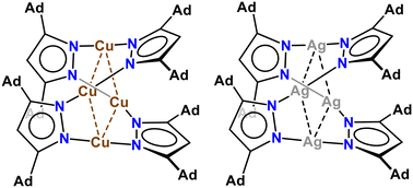 Graphical abstract: Multinuclear copper(i) and silver(i) pyrazolates decorated with adamantyl substituents