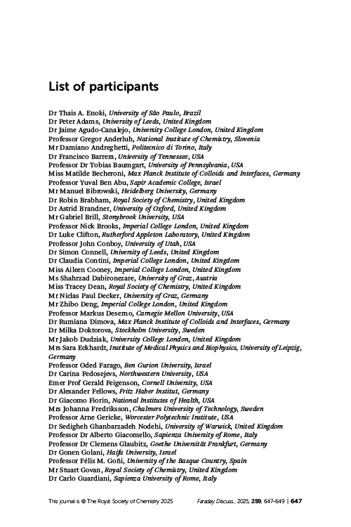 List of participants