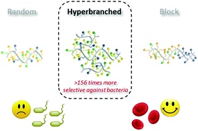 Graphical abstract: The effects of polymer topology and chain length on the antimicrobial activity and hemocompatibility of amphiphilic ternary copolymers
