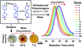 Graphical abstract: Iterative step-growth synthesis and degradation of unimolecular polyviologens under mild conditions