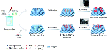 Graphical abstract: Ionic liquid and lysine co-assisted synthesis of the highly dispersed Ni/SAPO-11 catalyst