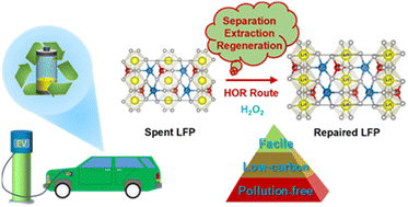 Graphical abstract: Low-carbon recycling of spent lithium iron phosphate batteries via a hydro-oxygen repair route