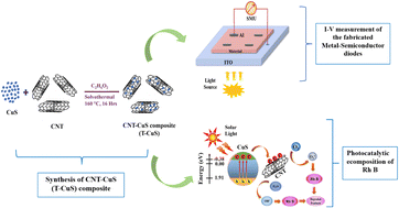 Graphical abstract: Development of hierarchical copper sulfide–carbon nanotube (CuS–CNT) composites and utilization of their superior carrier mobility in efficient charge transport towards photodegradation of Rhodamine B under visible light