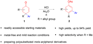 Graphical abstract: Synthesis of meta-arylphenol derivatives via acid-promoted rearrangement of cyclohexadienones