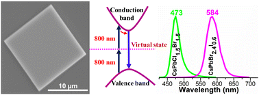 Graphical abstract: Quaternary CsPbX3 (X = Cl1−xBrx, Br1−xIx) alloy microplates synthesized by single-step chemical vapor deposition and their two-photon absorption (TPA) properties