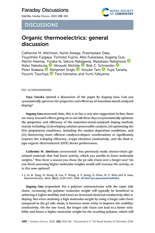 Organic thermoelectrics: general discussion